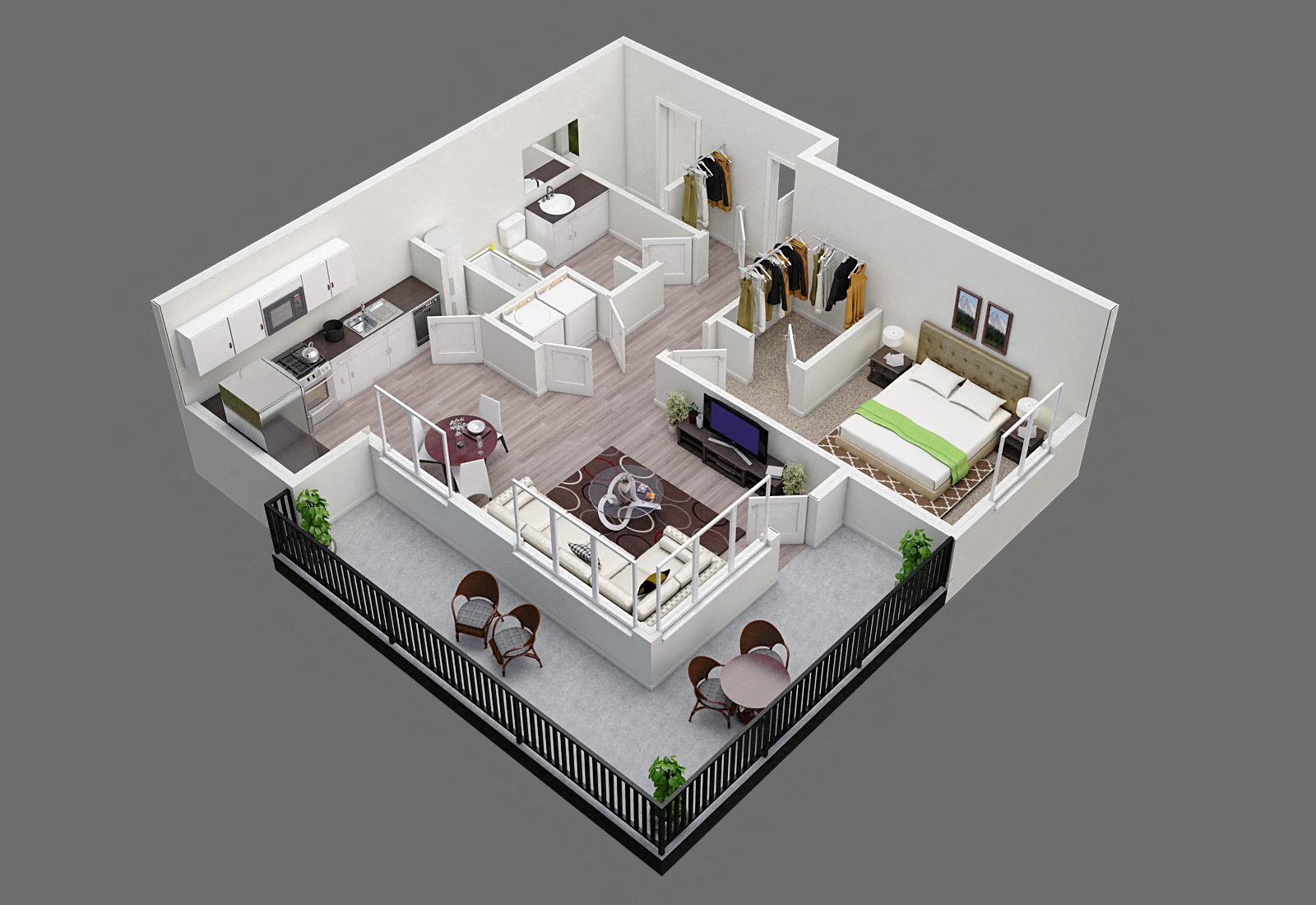 Floor plan for 1 bed, 1 bath, 758 sqft